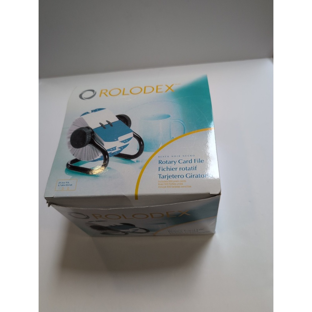 Rolodex 66704 Open Rotary Card File, Holds 500 2.25 x 4 Cards - Black New Open B